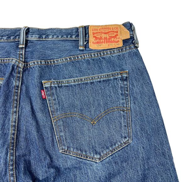 Levi’s Mens 501 Original Fit Jeans Button Fly Non Stretch Dark Stonewash 40x30 - Picture 4 of 8